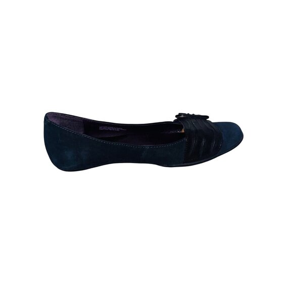 Born Blue Black Suede Leather Ballet Flat Loafter Casual Comfort Shoe Work 8 Bow - Picture 9 of 11